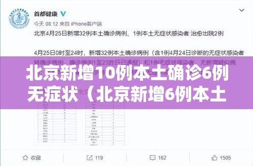 北京新增10例本土确诊6例无症状（北京新增6例本土病例行动轨迹）