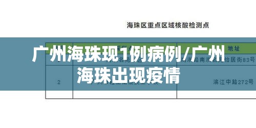 广州海珠现1例病例/广州海珠出现疫情