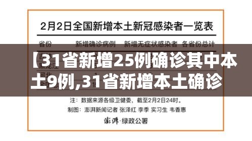 【31省新增25例确诊其中本土9例,31省新增本土确诊26例 涉及7省市】