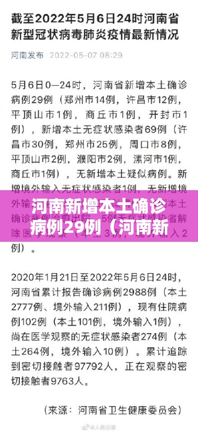 河南新增本土确诊病例29例（河南新增本土12例）