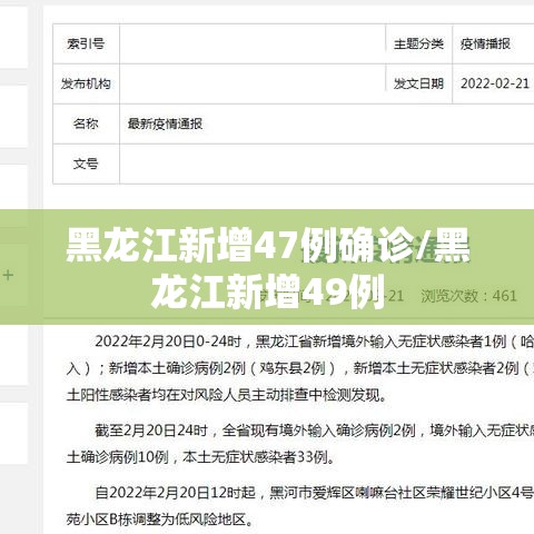 黑龙江新增47例确诊/黑龙江新增49例