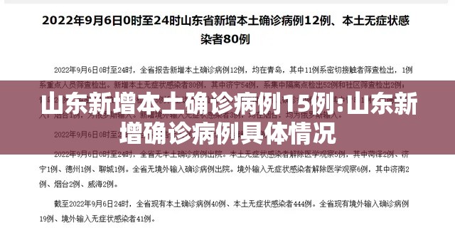 山东新增本土确诊病例15例:山东新增确诊病例具体情况
