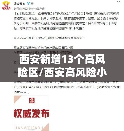 西安新增13个高风险区/西安高风险小区