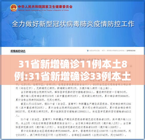 31省新增确诊11例本土8例:31省新增确诊33例本土1例!