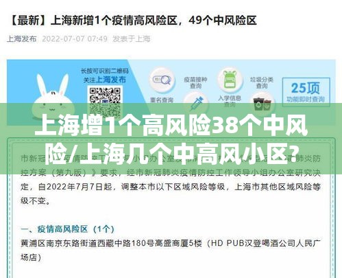 上海增1个高风险38个中风险/上海几个中高风小区?