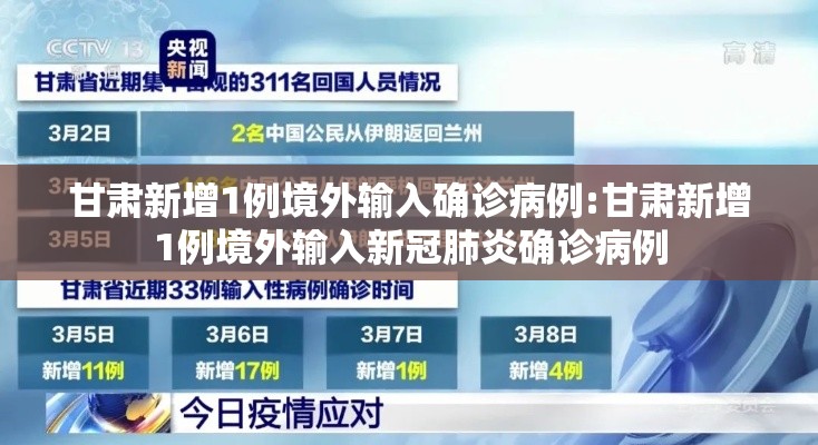 甘肃新增1例境外输入确诊病例:甘肃新增1例境外输入新冠肺炎确诊病例
