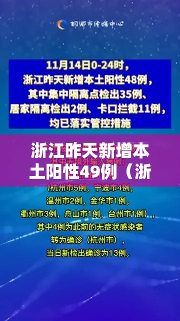 浙江昨天新增本土阳性49例（浙江昨日新增一例是那里）
