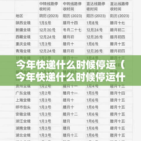 今年快递什么时候停运（今年快递什么时候停运什么时候恢复）