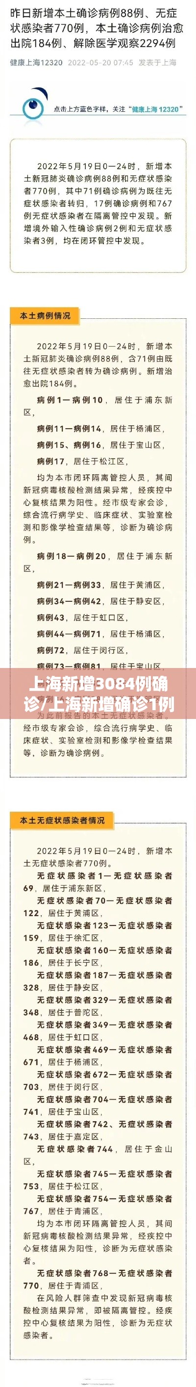 上海新增3084例确诊/上海新增确诊1例