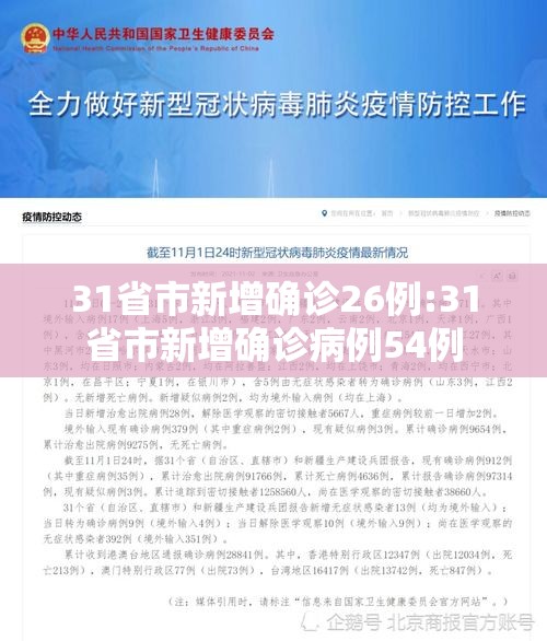 31省市新增确诊26例:31省市新增确诊病例54例