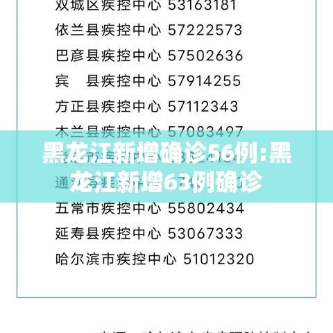 黑龙江新增确诊56例:黑龙江新增63例确诊