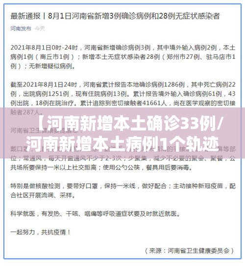 【河南新增本土确诊33例/河南新增本土病例1个轨迹】 【河南新增本土确诊33例/河南新增本土病例1个轨迹】