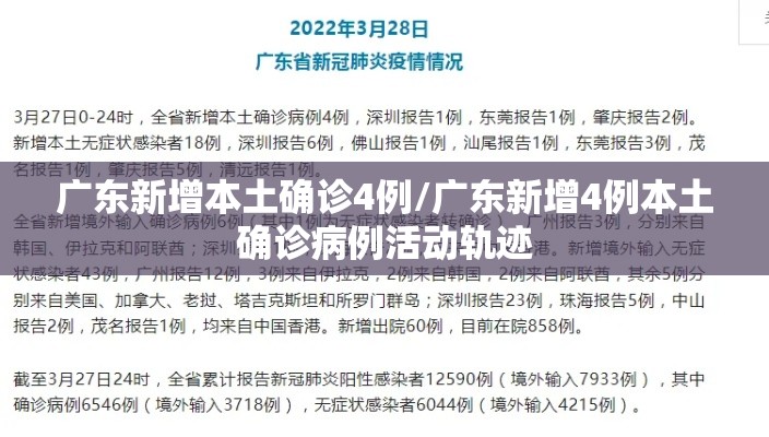广东新增本土确诊4例/广东新增4例本土确诊病例活动轨迹