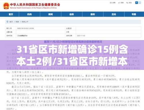 31省区市新增确诊15例含本土2例/31省区市新增本土确诊10例