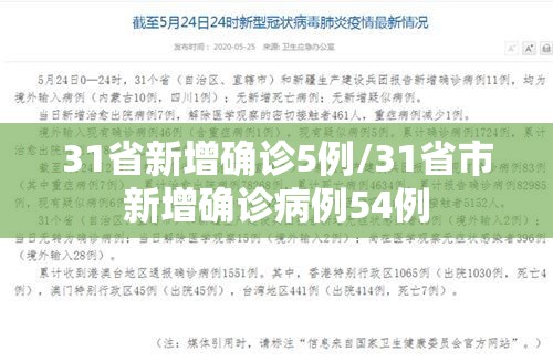 31省新增确诊5例/31省市新增确诊病例54例