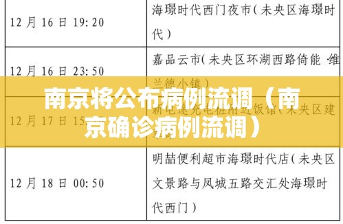 南京将公布病例流调(南京确诊病例流调) 南京将公布病例流调(南京确诊病例流调)