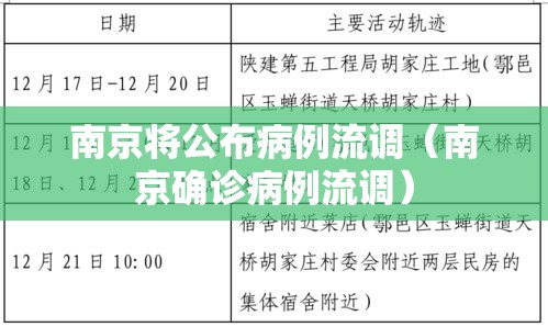 南京将公布病例流调(南京确诊病例流调) 南京将公布病例流调(南京确诊病例流调)