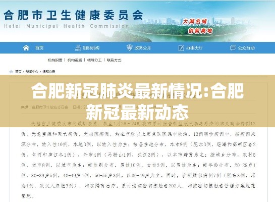 合肥新冠肺炎最新情况:合肥新冠最新动态