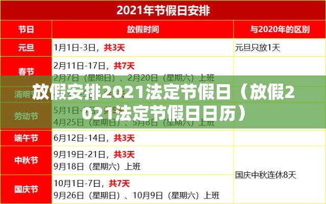 放假安排2021法定节假日（放假2021法定节假日日历）