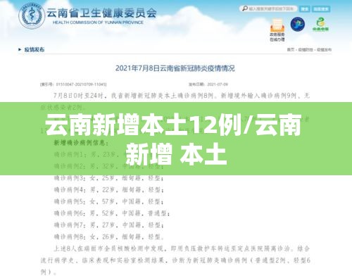 云南新增本土12例/云南 新增 本土
