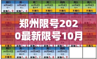 郑州限号2020最新限号10月（郑州限号10月限号日历）