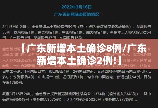 【广东新增本土确诊8例/广东新增本土确诊2例!】