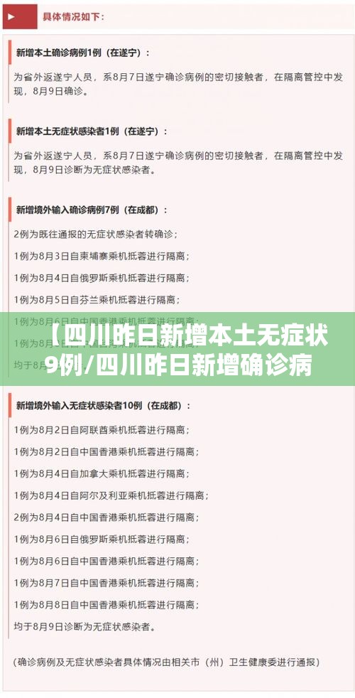 【四川昨日新增本土无症状9例/四川昨日新增确诊病例】