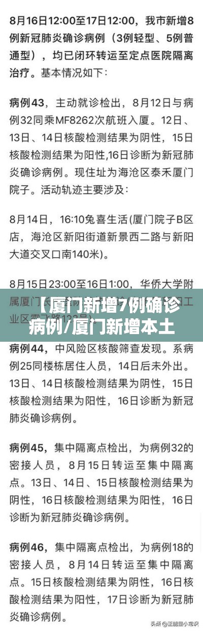 【厦门新增7例确诊病例/厦门新增本土确诊病例16例】