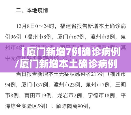 【厦门新增7例确诊病例/厦门新增本土确诊病例16例】