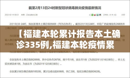 【福建本轮累计报告本土确诊335例,福建本轮疫情累计确诊】 【福建本轮累计报告本土确诊335例,福建本轮疫情累计确诊】
