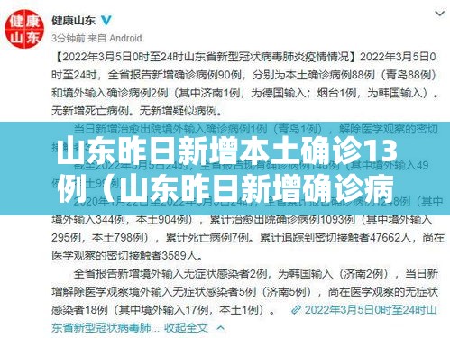 山东昨日新增本土确诊13例（山东昨日新增确诊病例5例其中本土病例4例）