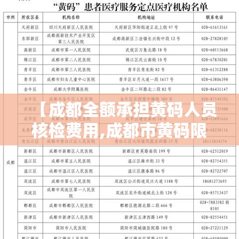 【成都全额承担黄码人员核检费用,成都市黄码限制】