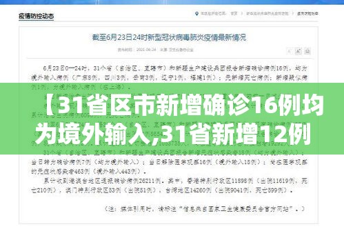 【31省区市新增确诊16例均为境外输入,31省新增12例确诊均为境外输入】