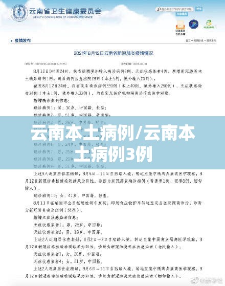 云南本土病例/云南本土病例3例