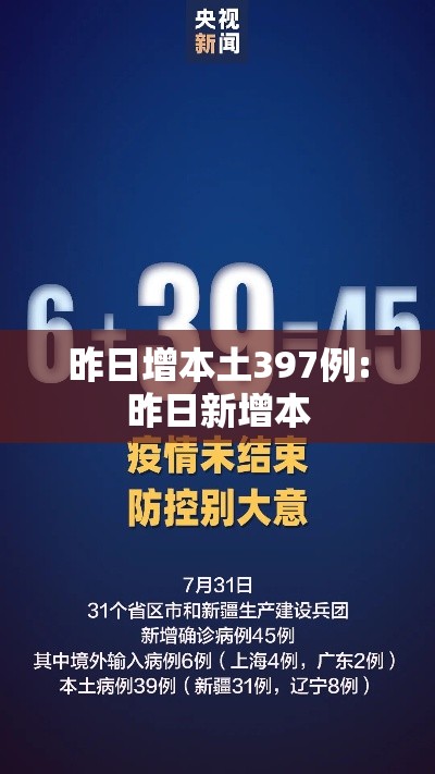 昨日增本土397例:昨日新增本