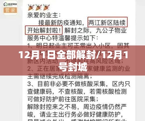 12月1日全部解封/12月1号封城