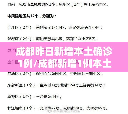 成都昨日新增本土确诊1例/成都新增1例本土确诊病例