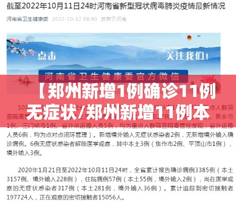 【郑州新增1例确诊11例无症状/郑州新增11例本土确诊 16例无症状】