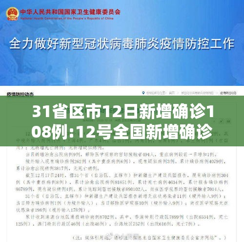 31省区市12日新增确诊108例:12号全国新增确诊