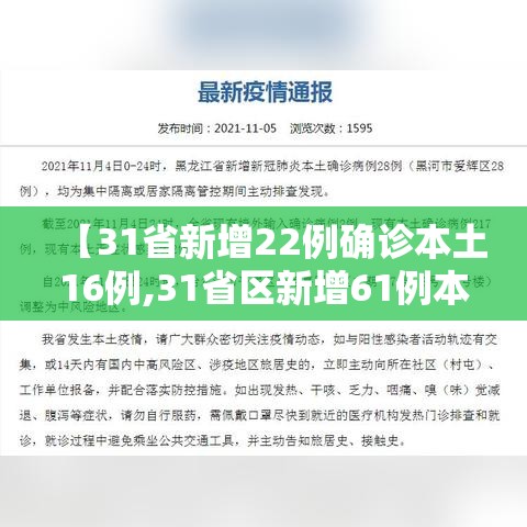 【31省新增22例确诊本土16例,31省区新增61例本土确诊】