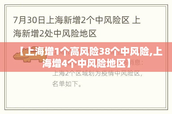 【上海增1个高风险38个中风险,上海增4个中风险地区】