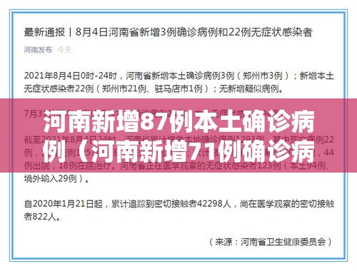 河南新增87例本土确诊病例（河南新增71例确诊病例）