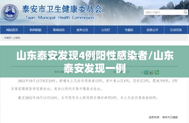 山东泰安发现4例阳性感染者/山东泰安发现一例 山东泰安发现4例阳性感染者/山东泰安发现一例