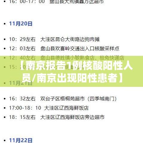 【南京报告1例核酸阳性人员/南京出现阳性患者】
