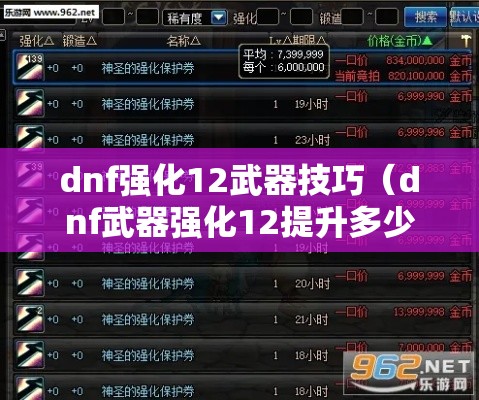 dnf强化12武器技巧（dnf武器强化12提升多少面板）