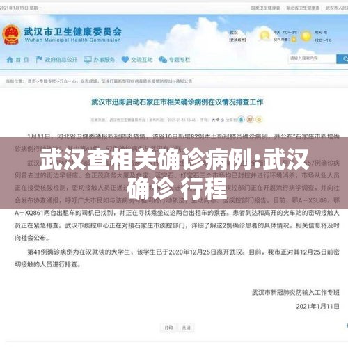 武汉查相关确诊病例:武汉 确诊 行程