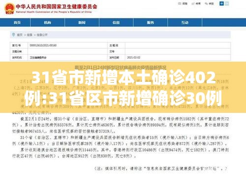31省市新增本土确诊402例:31省区市新增确诊30例 本土17例 31省市新增本土确诊402例:31省区市新增确诊30例 本土17例