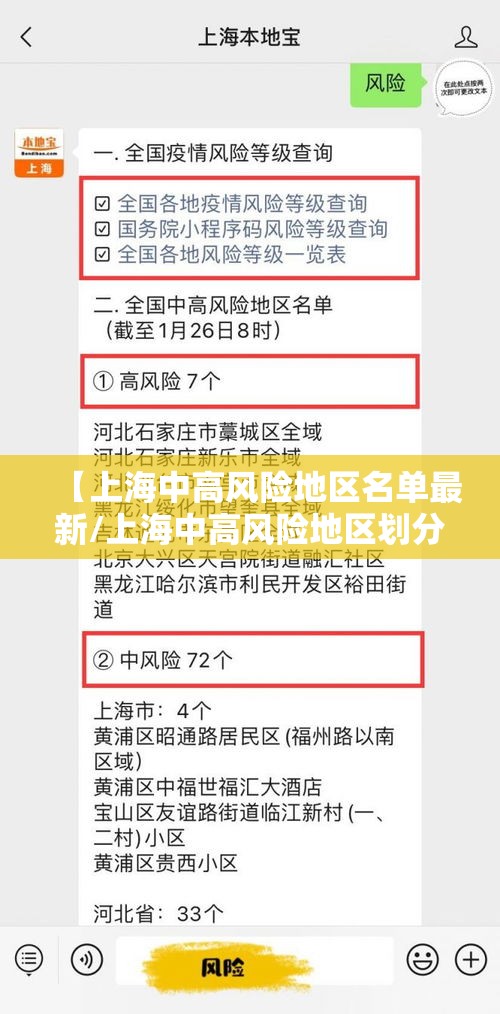 【上海中高风险地区名单最新/上海中高风险地区划分】