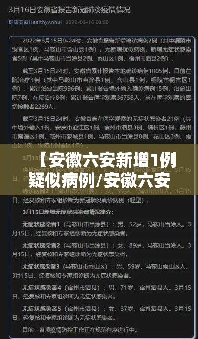 【安徽六安新增1例疑似病例/安徽六安新增1例本土】