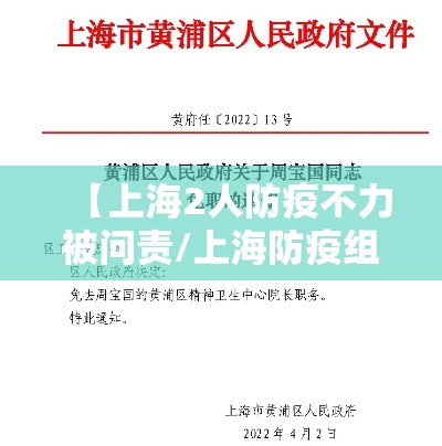 【上海2人防疫不力被问责/上海防疫组织】